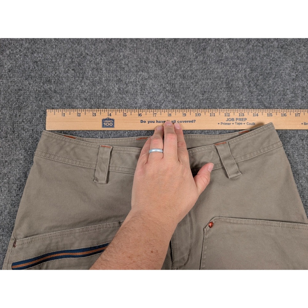 E11 State of Elevenate Pebble Shorts Womens‎ Large Vintage Khaki Stretch Canvas - Picture 2 of 6